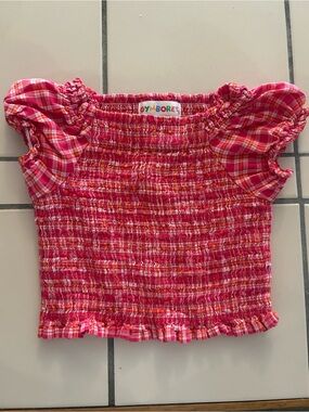 Gymboree Pink Plaid Smocked Girls Top